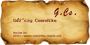 Géczy Csendike névjegykártya